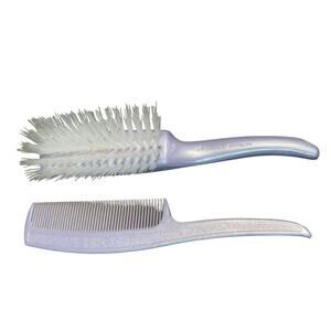 Stanley Lady Hairbrush Comb‎ Set 5 Rows Nylon Bristle Purple Lavender Vintage 8"